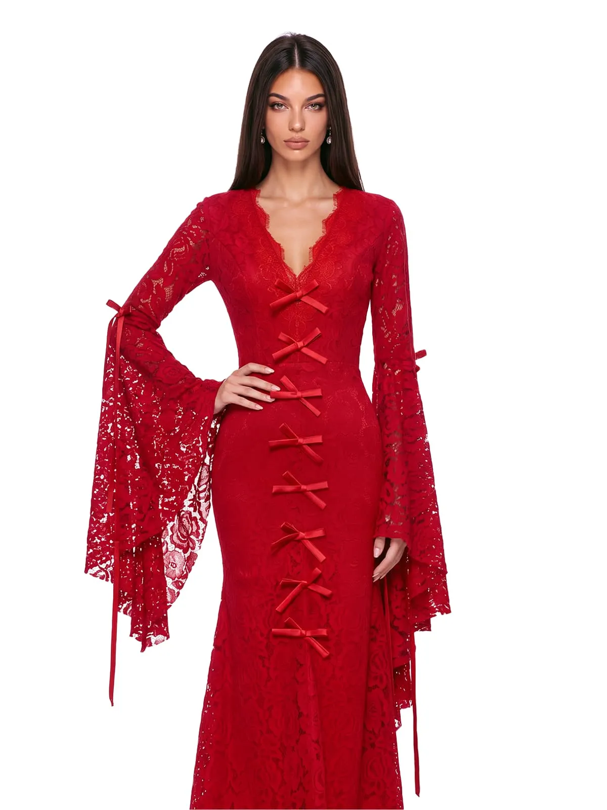 Nelsora V Neck Lace Maxi Dress sold by Mew Mews product image thumbnail 2