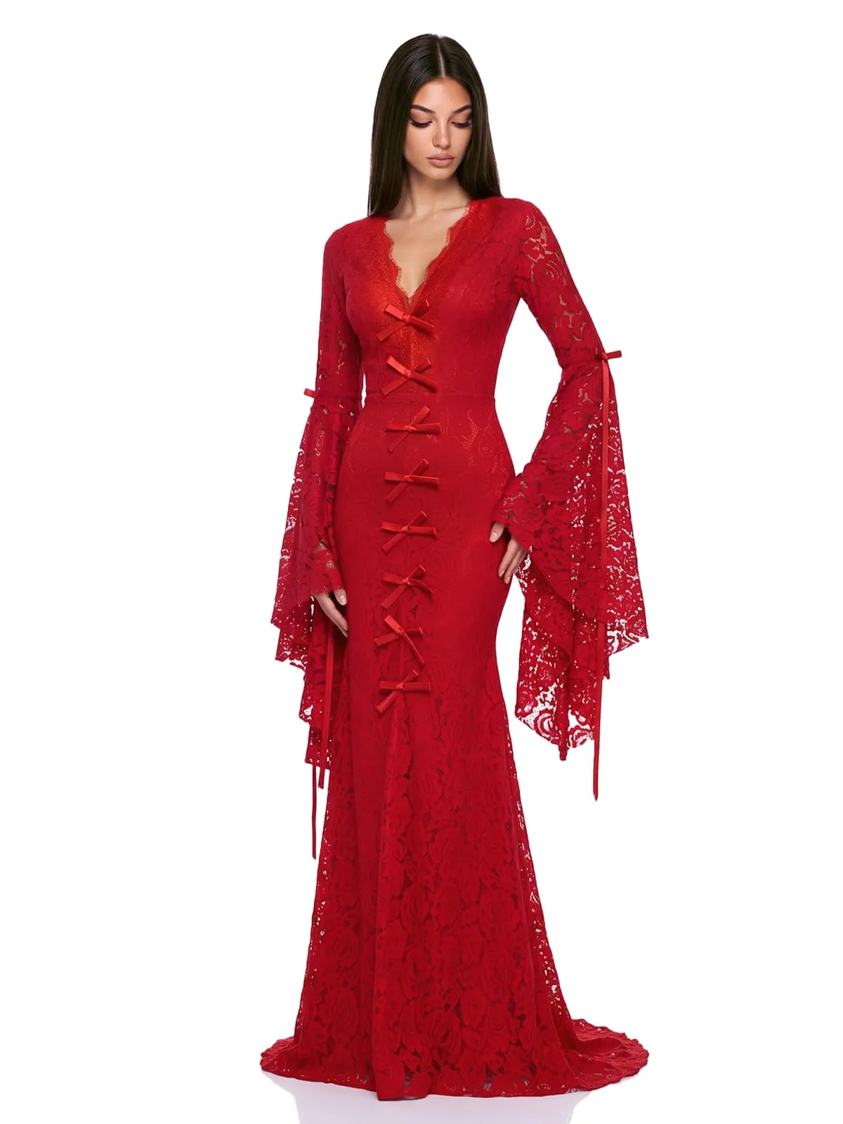 Nelsora V Neck Lace Maxi Dress sold by Mew Mews product image thumbnail 3