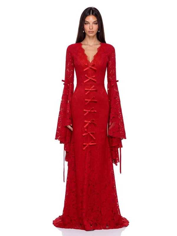 Nelsora V Neck Lace Maxi Dress made by Mew Mews