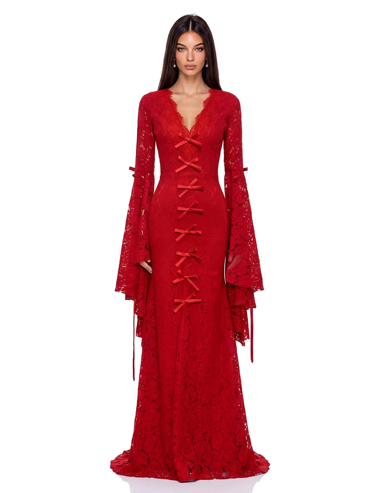 Nelsora V Neck Lace Maxi Dress sold by Mew Mews