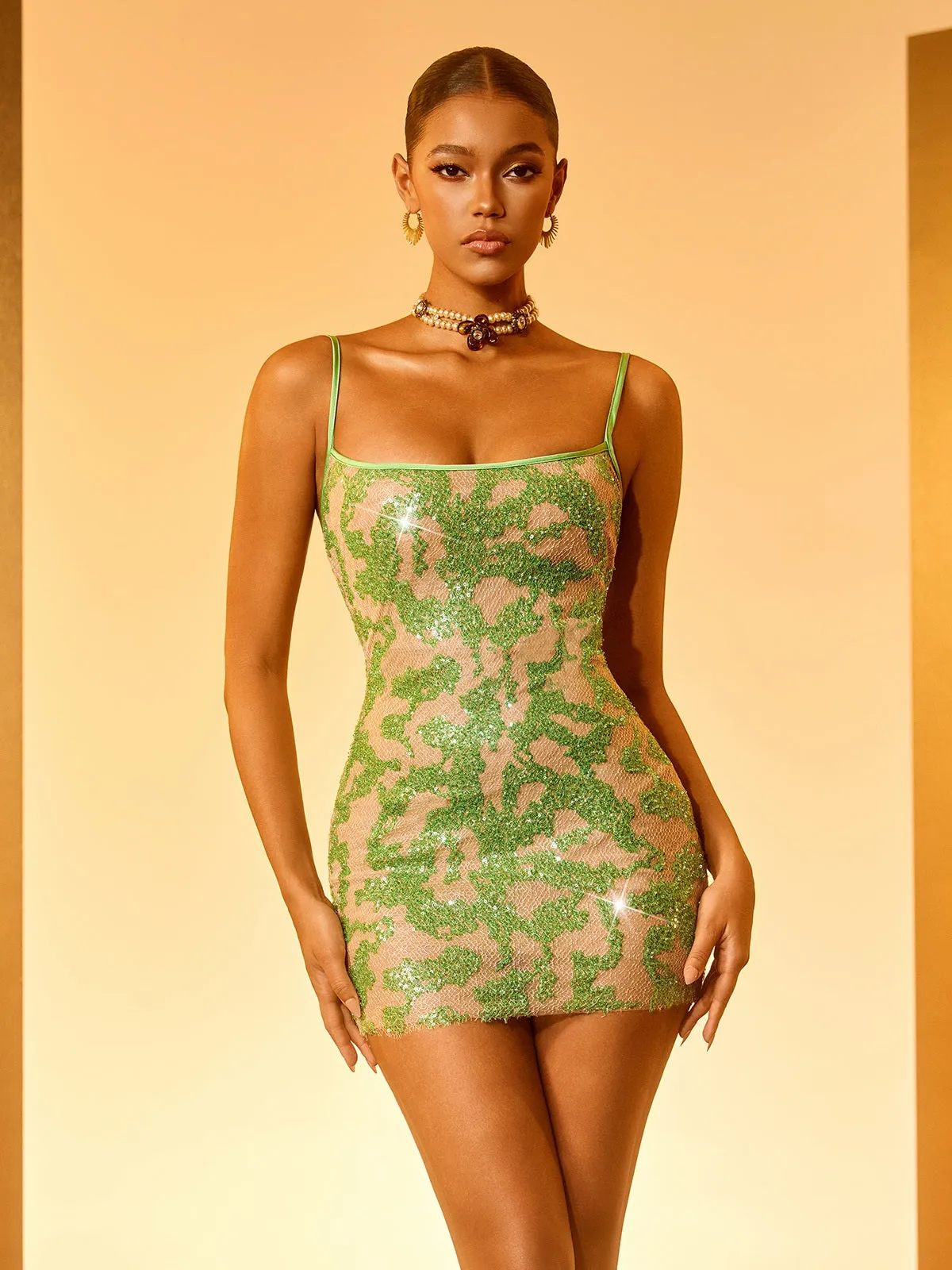 Halszka Spaghetti Sequin Mini Dress sold by Mew Mews product image thumbnail 3