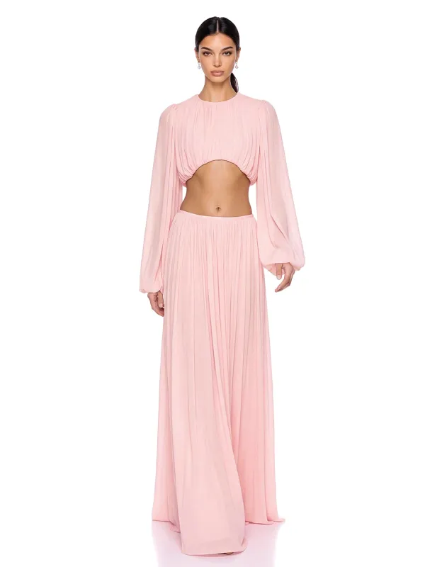 Brisken Long Sleeve Ruched Skirt Set made by Mew Mews