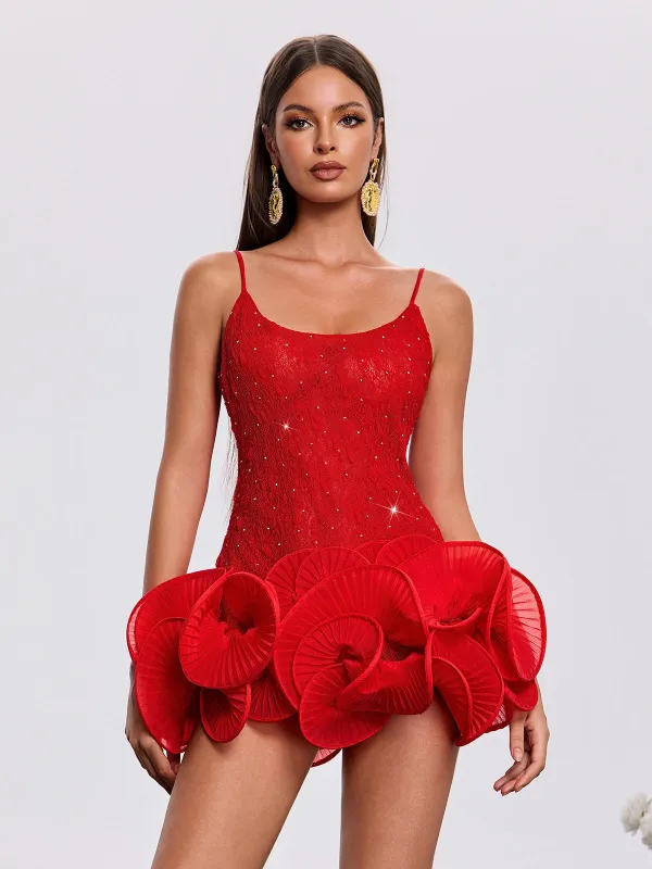 Hathor Spaghetti Flower Mini Dress made by Mew Mews