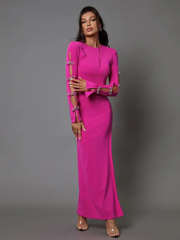 Calantha Crystal Bow Cutout Bandage Dress sold by Mew Mews