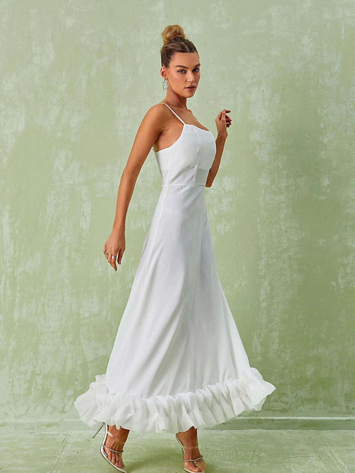 Ilsa Spaghetti Maxi Dress In White sold by Mew Mews product image thumbnail 3