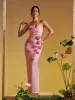 Arushi Strapless Flower Bandage Dress In Pink sold by Mew Mews