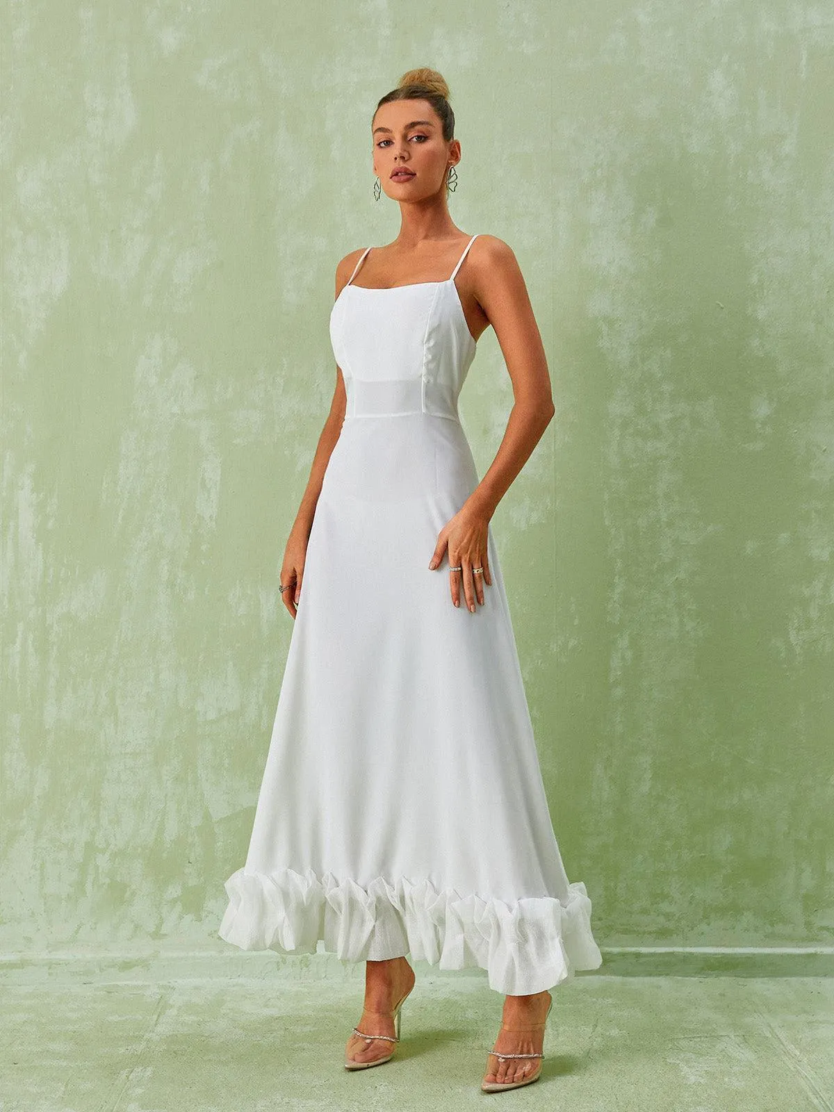 Ilsa Spaghetti Maxi Dress In White sold by Mew Mews product image thumbnail 2