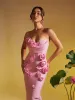 Arushi Strapless Flower Bandage Dress In Pink sold by Mew Mews