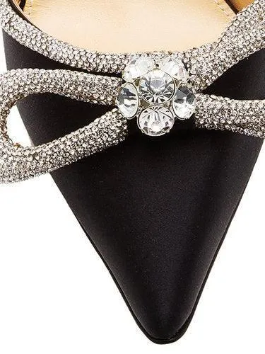 Laila Bow Crystal Satin Heels In Black sold by Mew Mews product image thumbnail 5