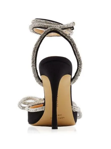 Laila Bow Crystal Satin Heels In Black sold by Mew Mews product image thumbnail 4
