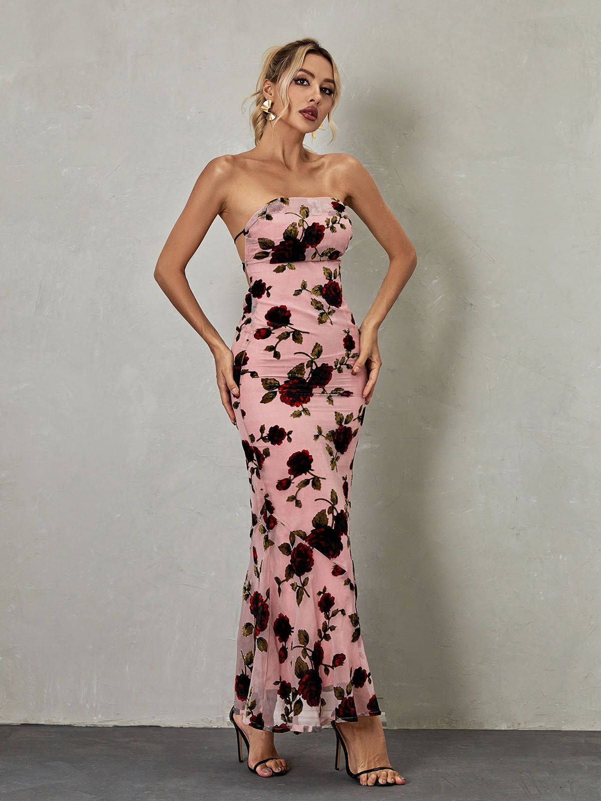 Demeter Mesh Rose Backless Maxi Dress sold by Mew Mews product image thumbnail 3