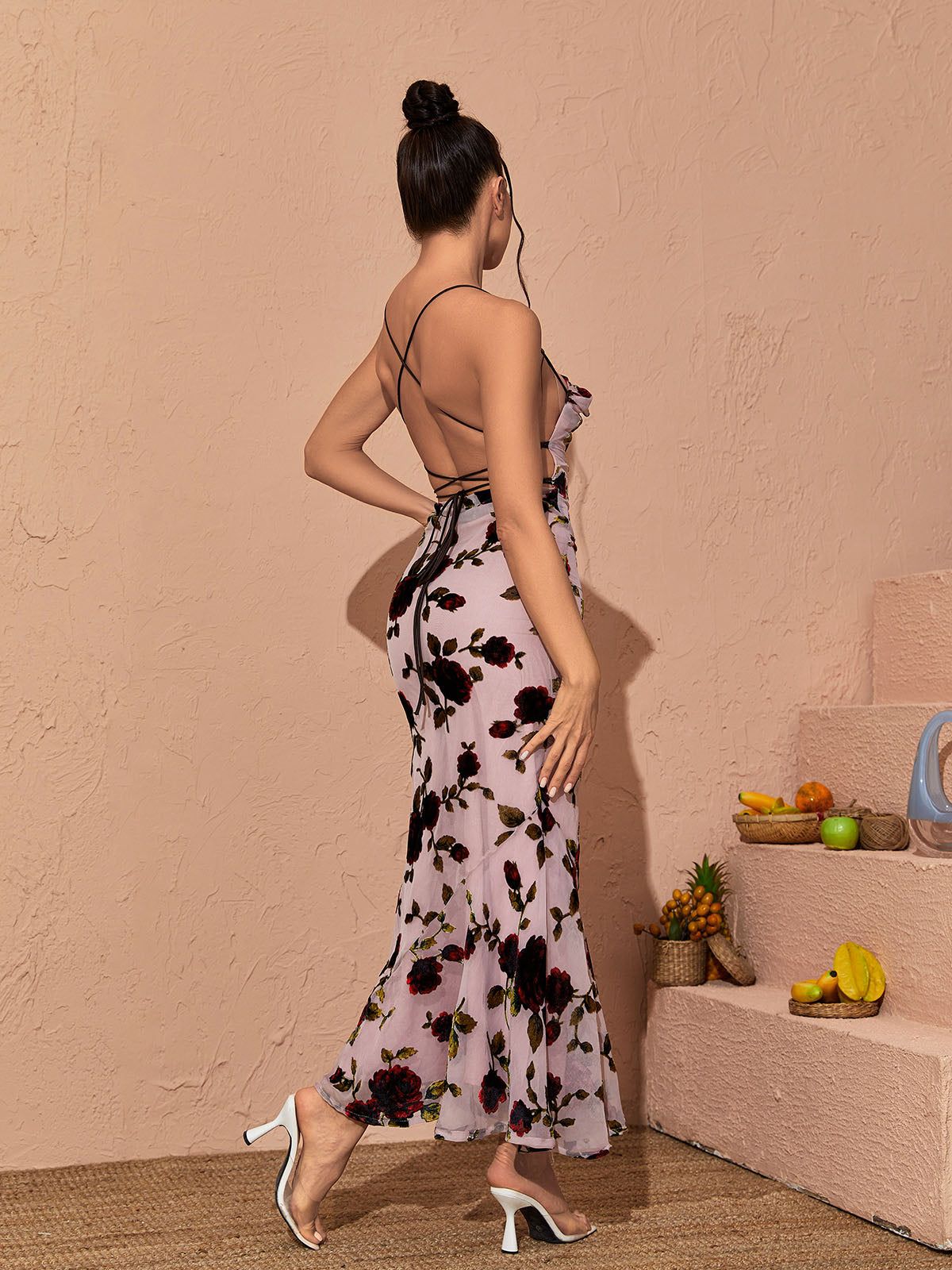 Demeter Mesh Rose Backless Maxi Dress sold by Mew Mews product image thumbnail 2