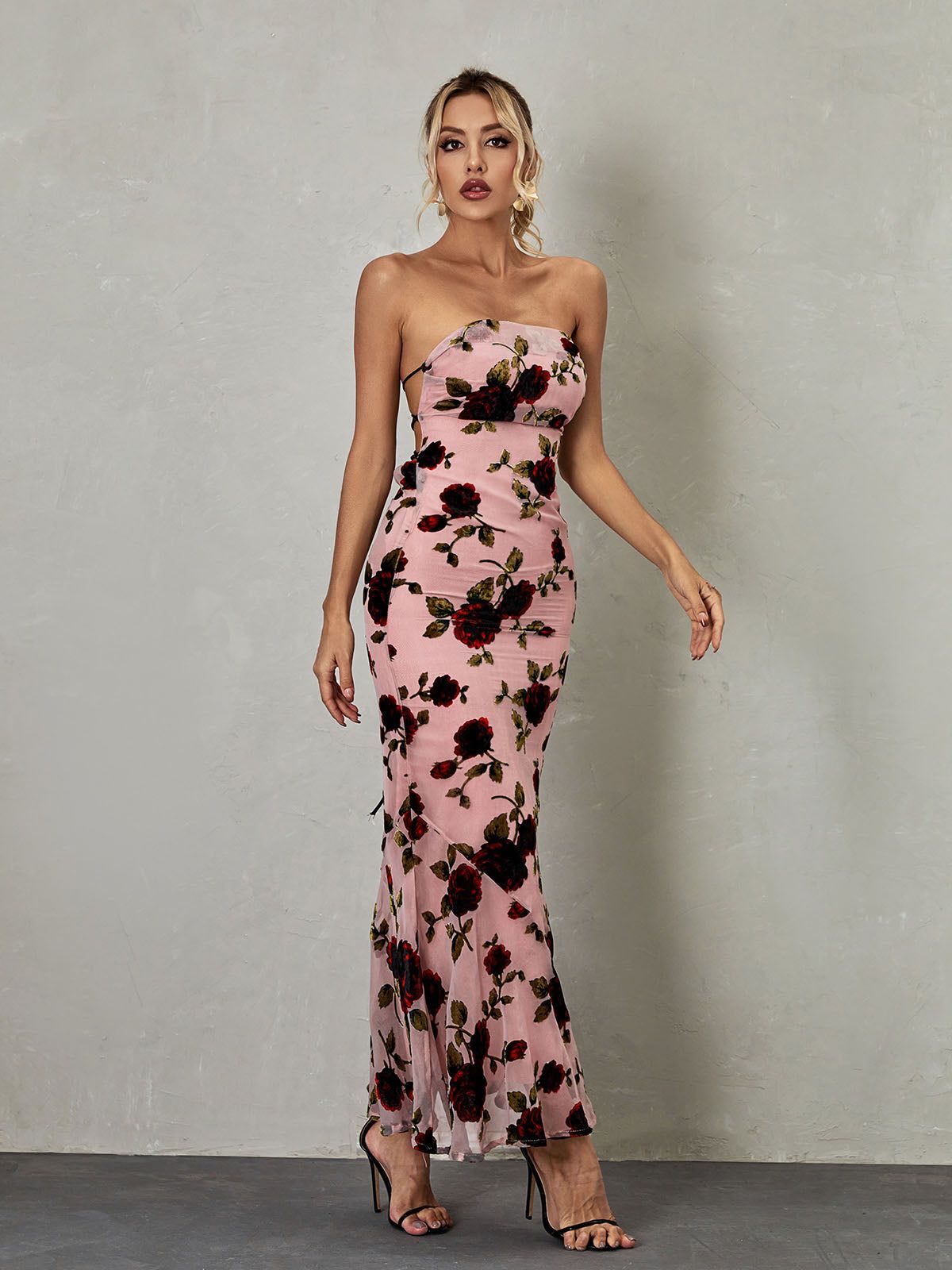 Demeter Mesh Rose Backless Maxi Dress sold by Mew Mews product image thumbnail 7