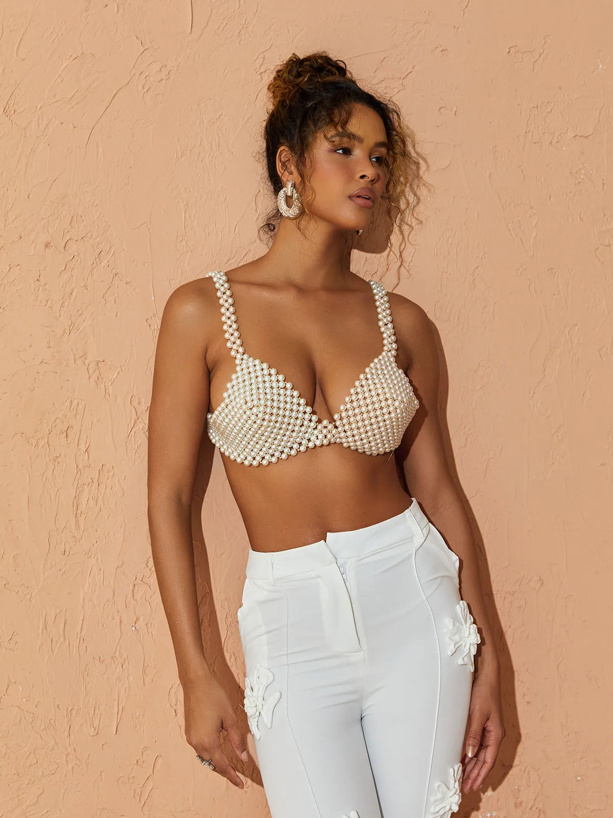 Ravenna Pearl Bustier Top In White sold by Mew Mews product image thumbnail 3