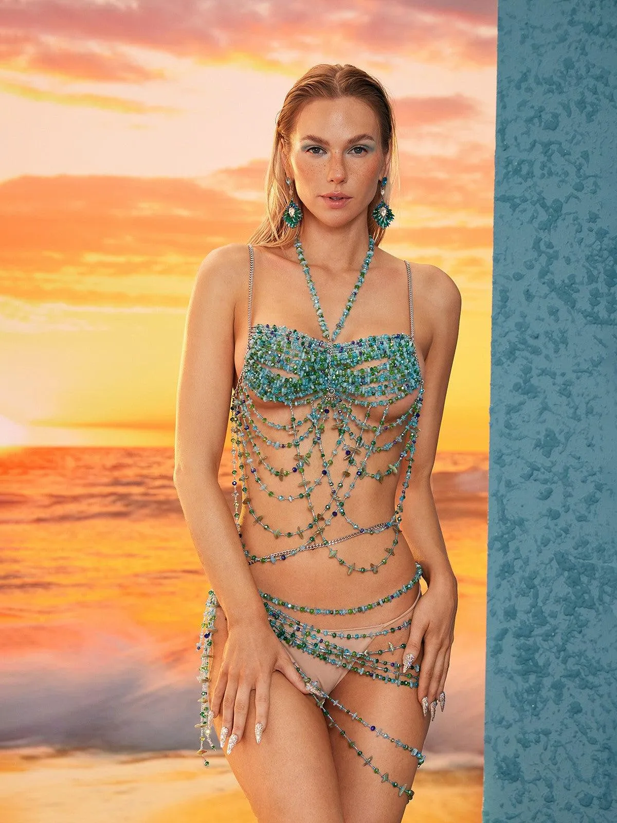 Ewan Draped Gemstone Beaded Skirt Set sold by Mew Mews product image thumbnail 2