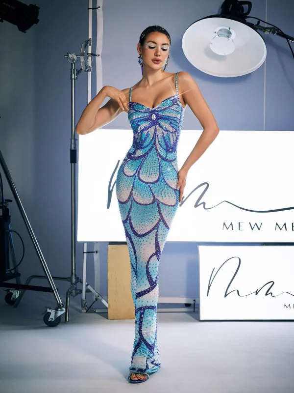 Croía Spaghetti Print Crystal Maxi Dress sold by Mew Mews