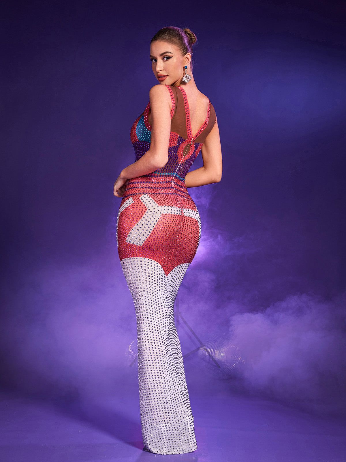 Lyra Sleeveless Rhinestone Printed Maxi Dress sold by Mew Mews product image thumbnail 5