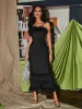 Evolet Feather Tiered Bandage Dress sold by Mew Mews