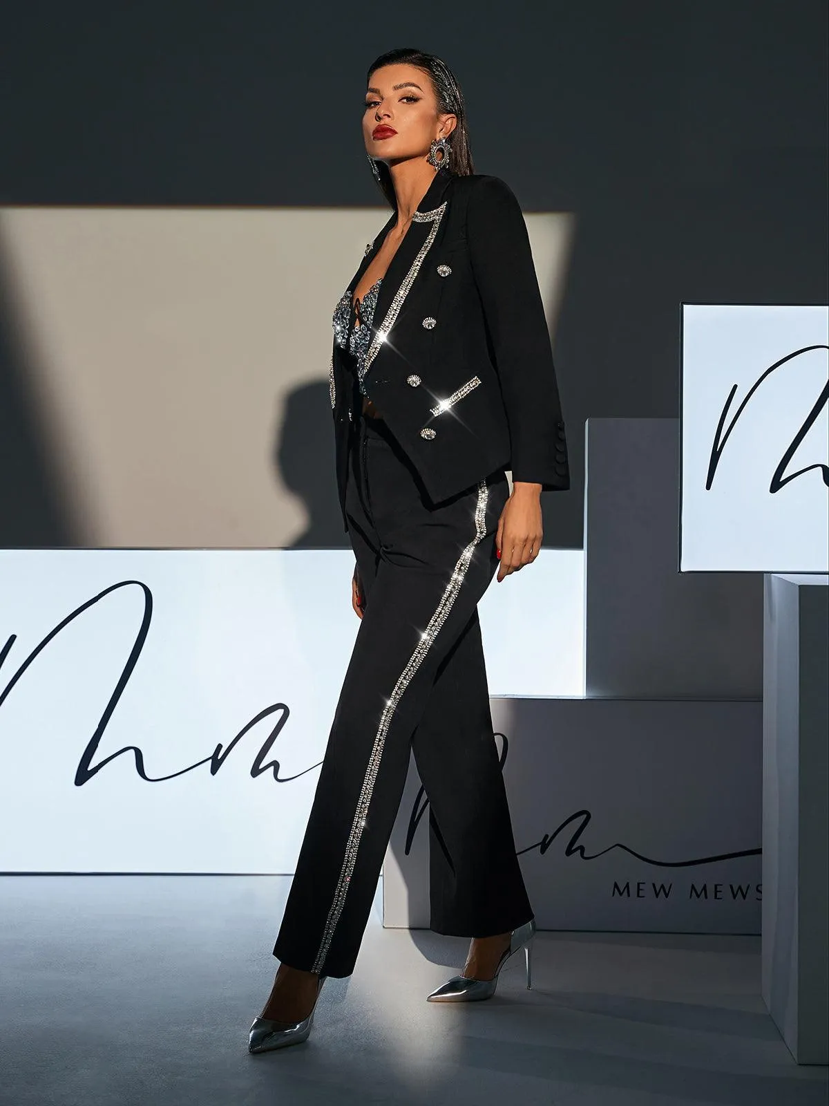 Townes Rhinestone Embellished Blazer Set sold by Mew Mews product image thumbnail 3