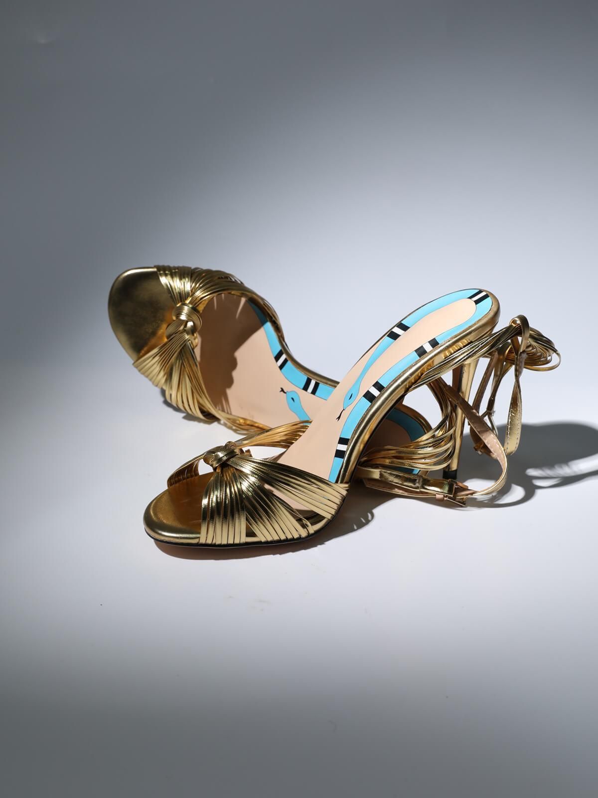Ruth Strappy Heel Sandals In Gold sold by Mew Mews product image thumbnail 2