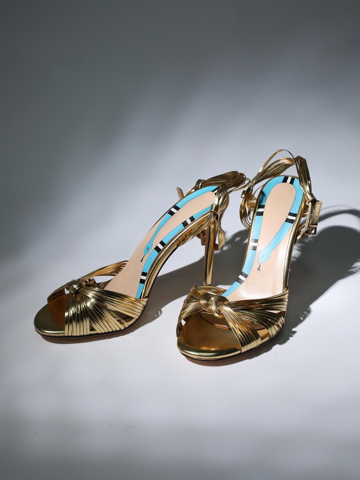 Ruth Strappy Heel Sandals In Gold sold by Mew Mews