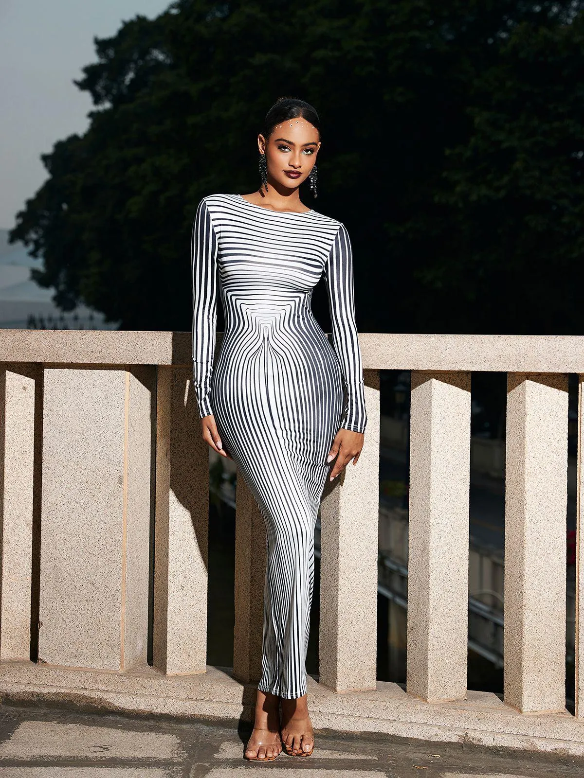 Chester Long Sleeve Stripe Printed Maxi Dress sold by Mew Mews product image thumbnail 3