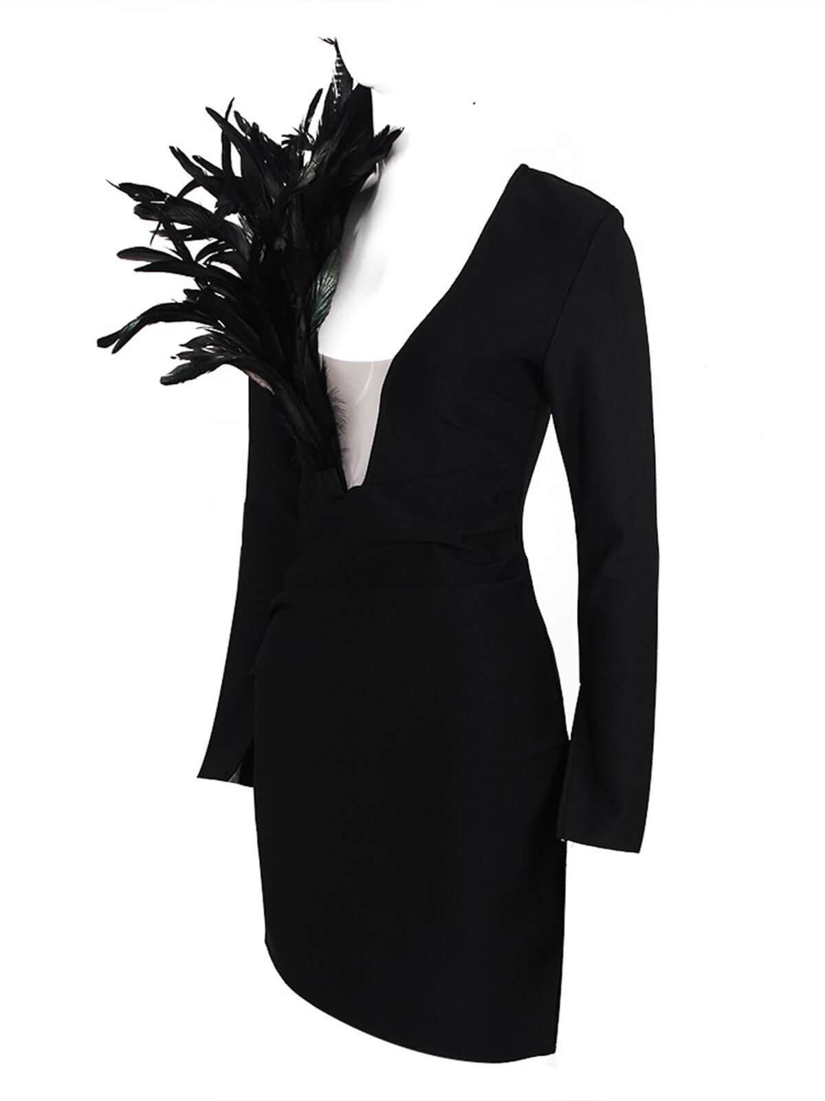 Nerissa Plunge Feather Bandage Dress sold by Mew Mews product image thumbnail 7