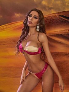 Shakira One Shoulder Satin Bikini Two Piece Set sold by Mew Mews