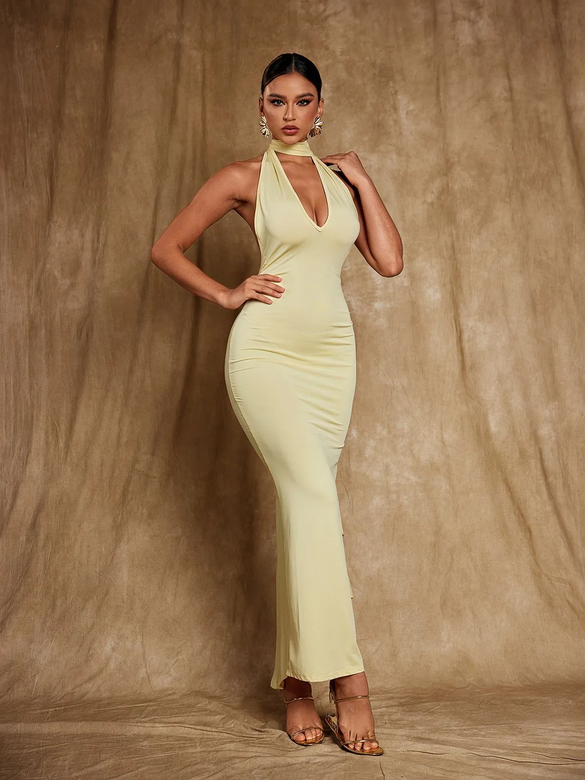 Elisheva Backless Flower Draped Maxi Dress sold by Mew Mews product image thumbnail 5