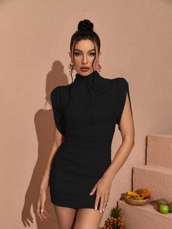 Jessamy Ruched Mini Dress In Black sold by Mew Mews