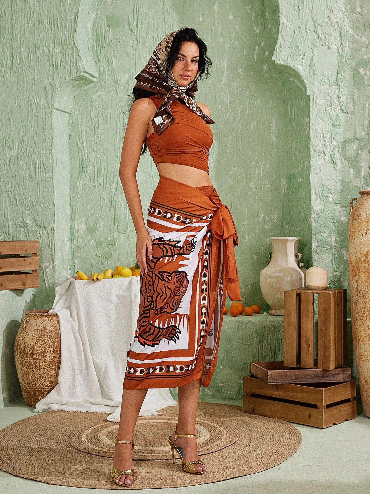 Alvira One Shoulder Bikini Three Piece Set sold by Mew Mews product image thumbnail 3