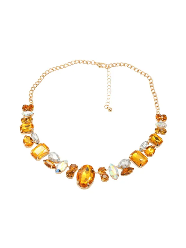 Craco Crystal Embellished Necklace In Yellow sold by Mew Mews
