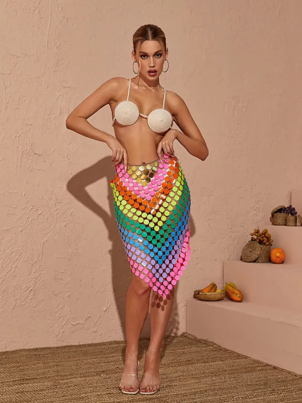 Finch Chainmail Skirt In Rainbow sold by Mew Mews