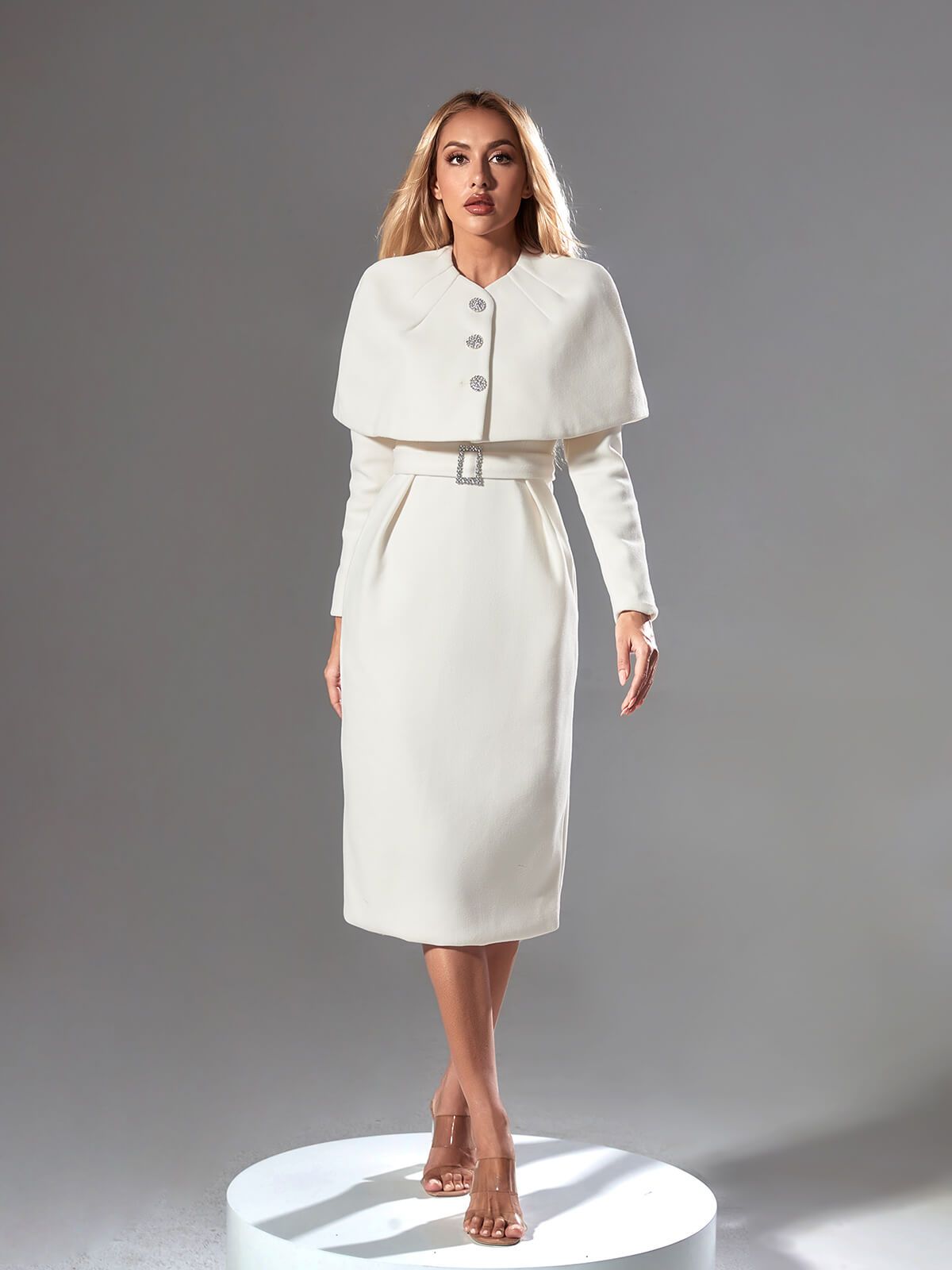 Lumina Long Sleeve Cape Midi Dress sold by Mew Mews product image thumbnail 4