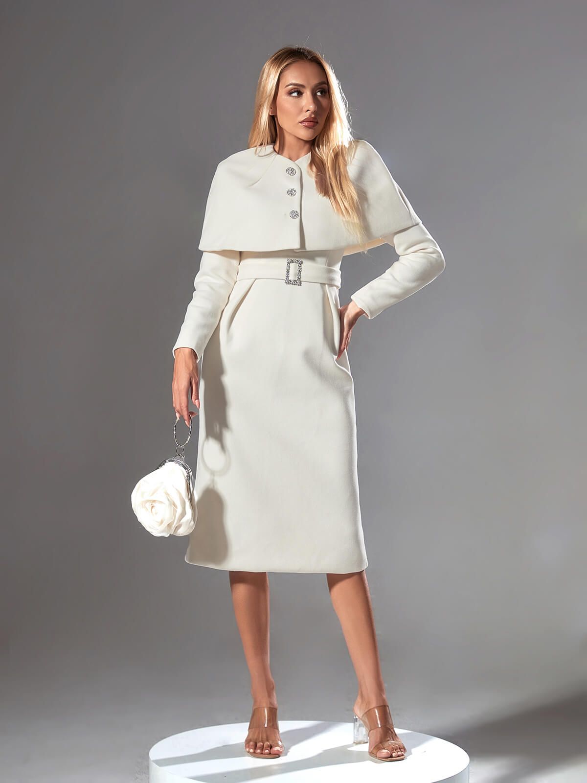 Lumina Long Sleeve Cape Midi Dress sold by Mew Mews product image thumbnail 5