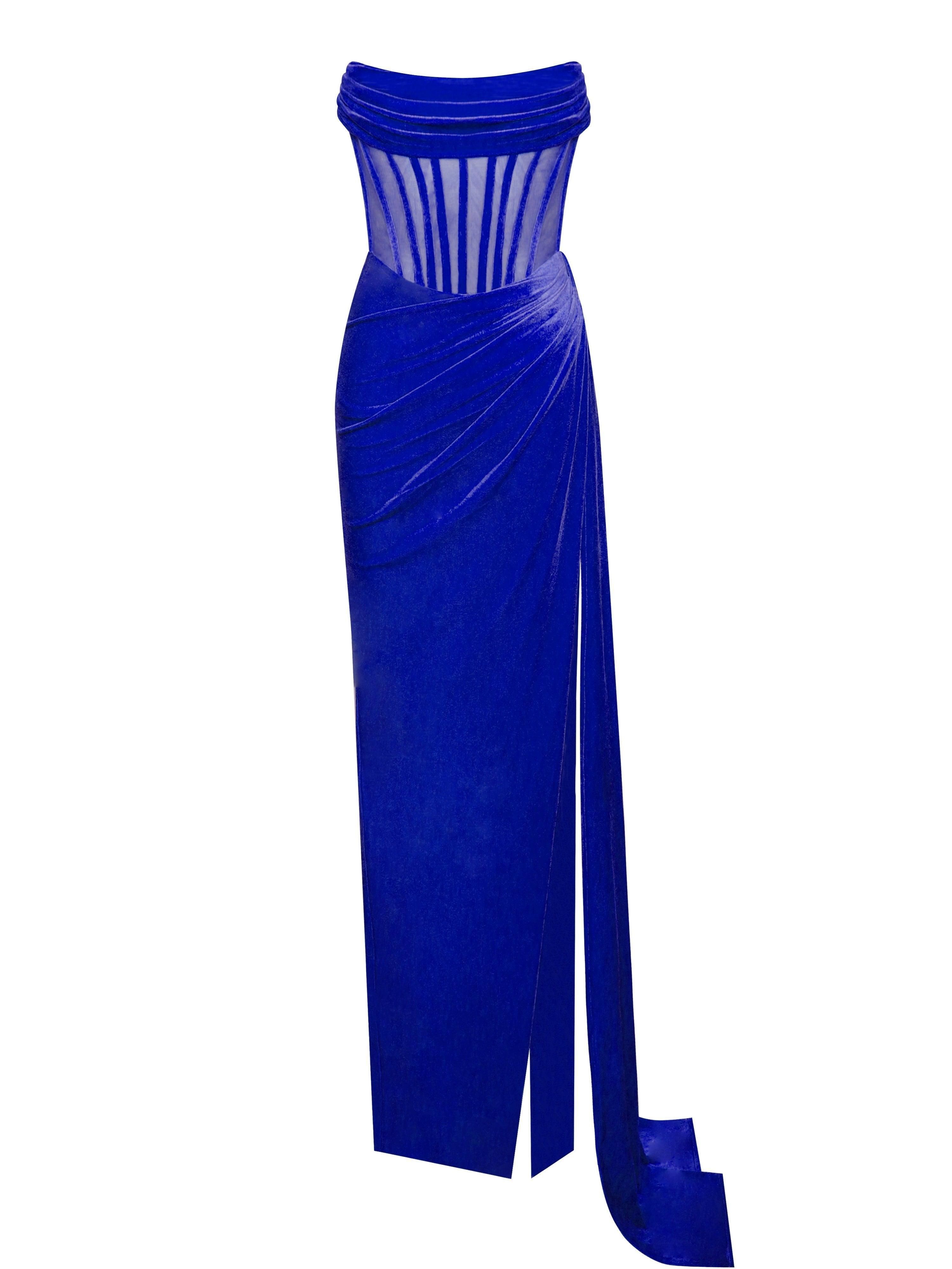 Leilani Corset Split Maxi Dress In Royal Blue sold by Mew Mews product image thumbnail 7
