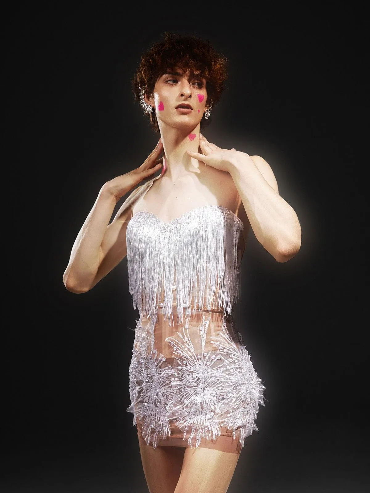 Gadiel Strapless Sequin Corset Mesh Dress sold by Mew Mews