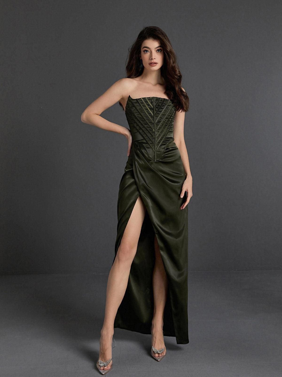Auden Strapless Satin Split Maxi Dress sold by Mew Mews product image thumbnail 3