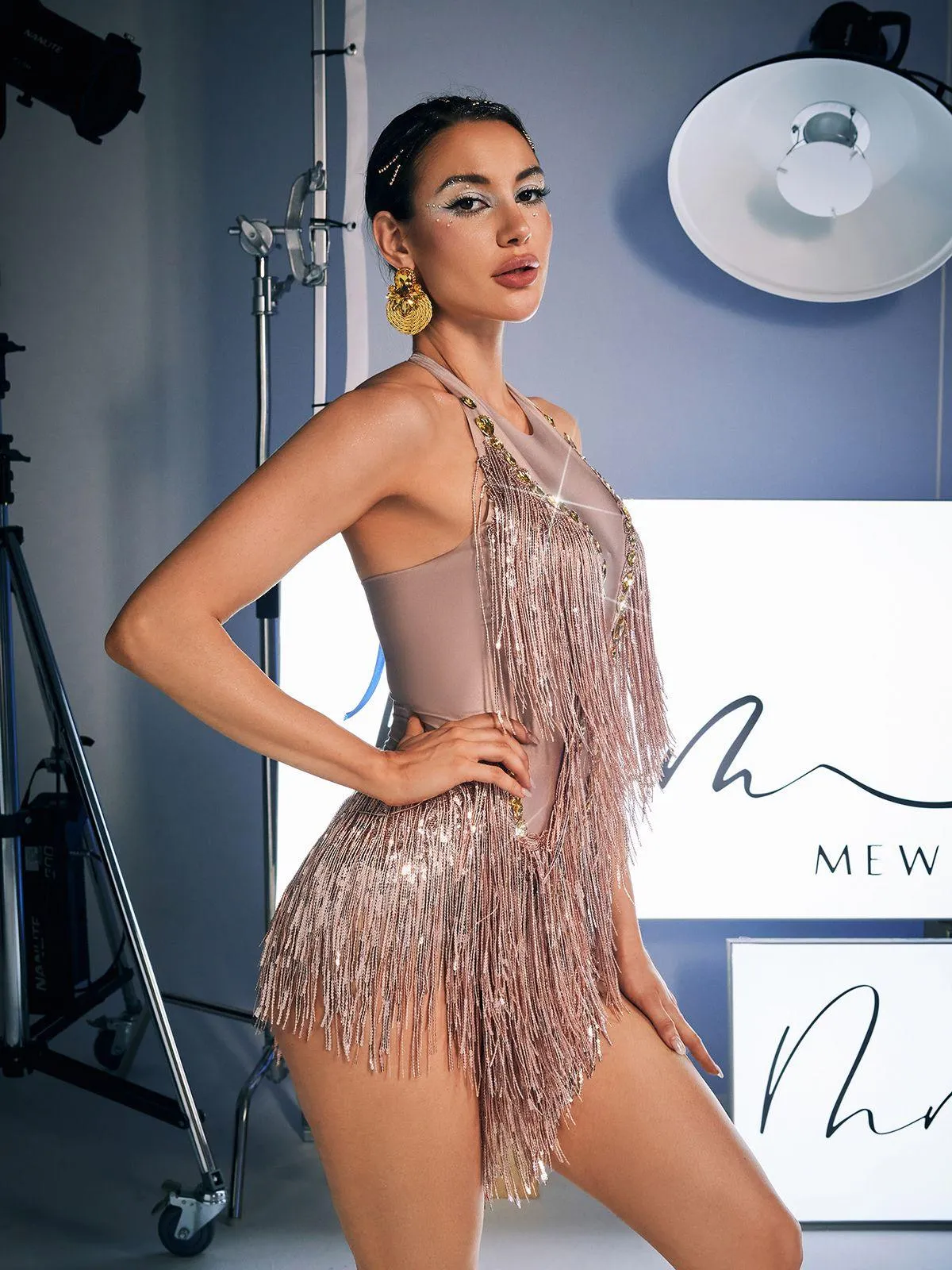 Benicio Halterneck Fringe Sequin Bodysuit sold by Mew Mews product image thumbnail 5