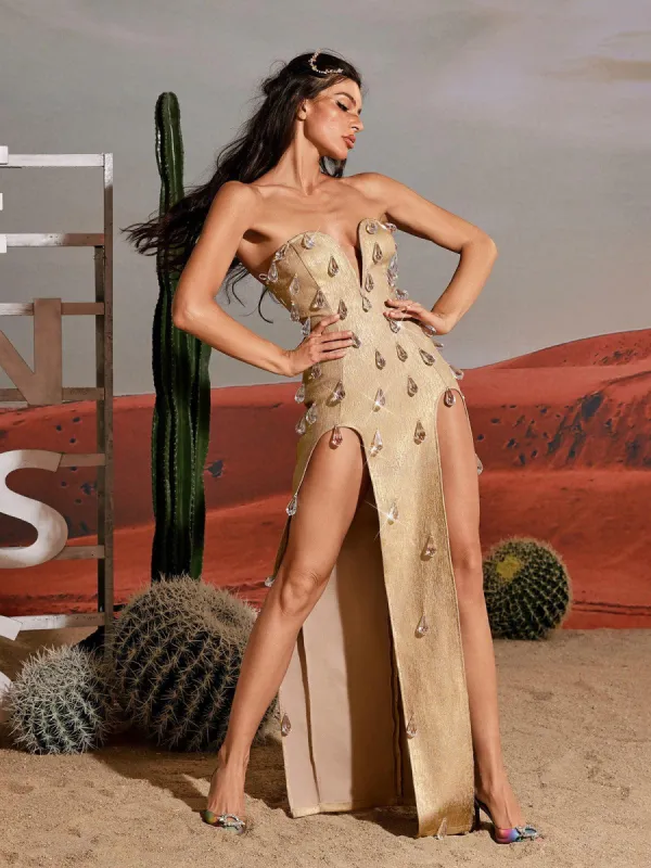 Ishbel Strapless Rhinestone Bandage Dress sold by Mew Mews