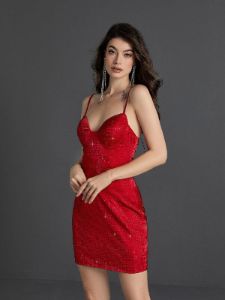 Meilani Spaghetti Rhinestone Mini Dress sold by Mew Mews