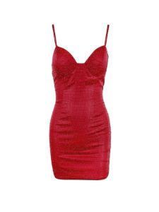 Meilani Spaghetti Rhinestone Mini Dress sold by Mew Mews