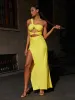 Pansy One Shoulder Cutout Maxi Dress In Yellow sold by Mew Mews