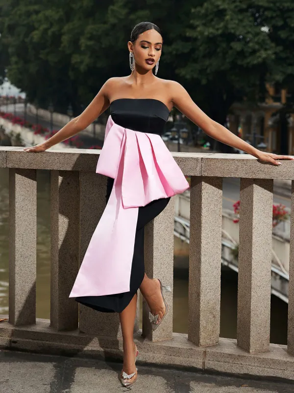 Halona Strapless Bow Embellished Midi Dress sold by Mew Mews