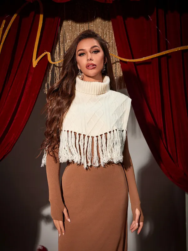 Zisa Fringe Knitted Collar Scarf sold by Mew Mews