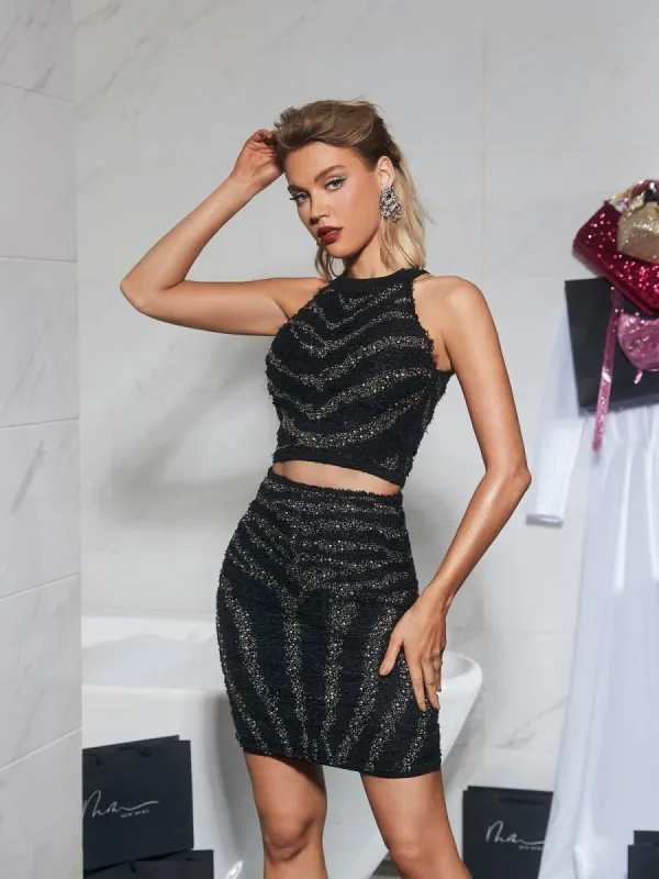 Enola Rhinestone Knitted Top sold by Mew Mews