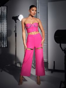 Nyrobi Crystal Circle Cutout Bandage Pants Set sold by Mew Mews