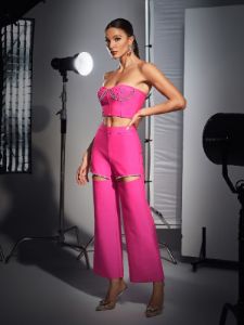 Nyrobi Crystal Circle Cutout Bandage Pants Set sold by Mew Mews