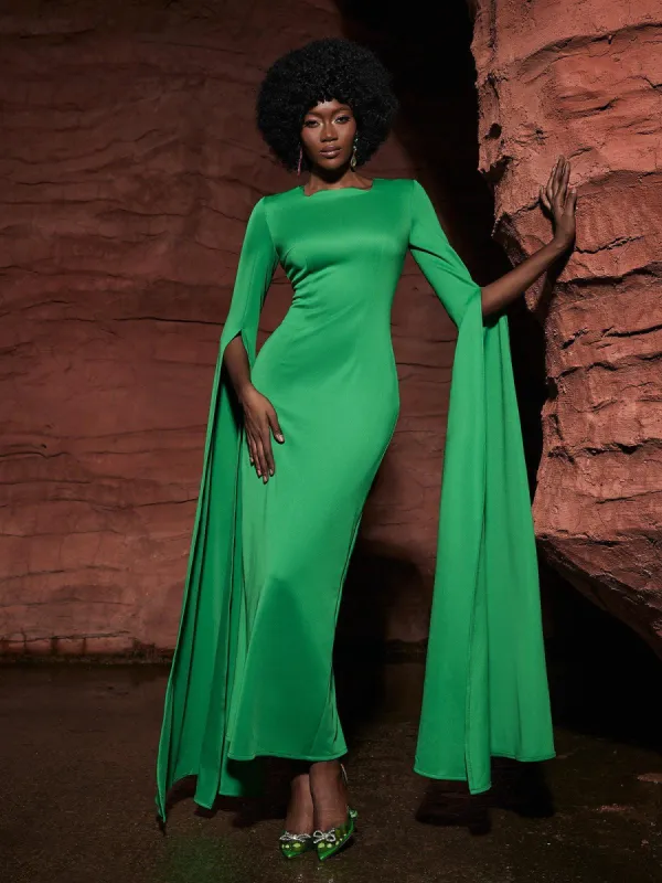 Gertie Long Sleeve Cutout Maxi Dress In Green sold by Mew Mews