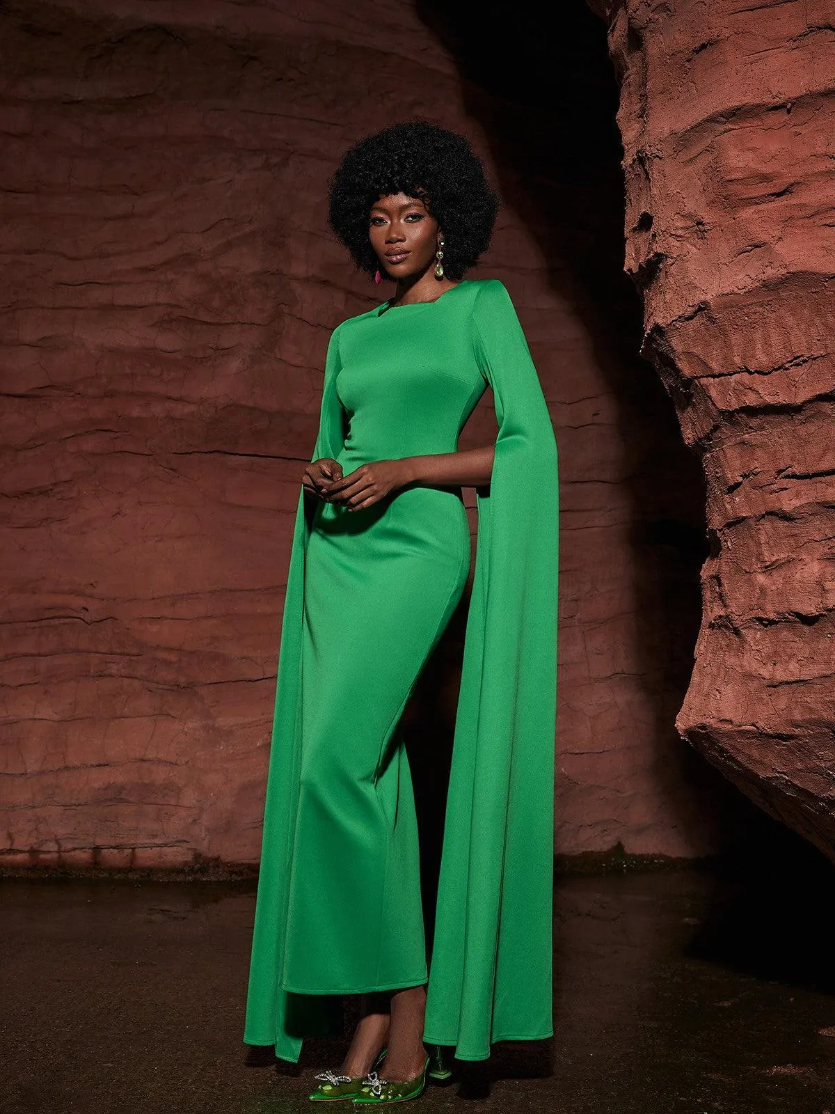 Gertie Long Sleeve Cutout Maxi Dress In Green sold by Mew Mews product image thumbnail 4